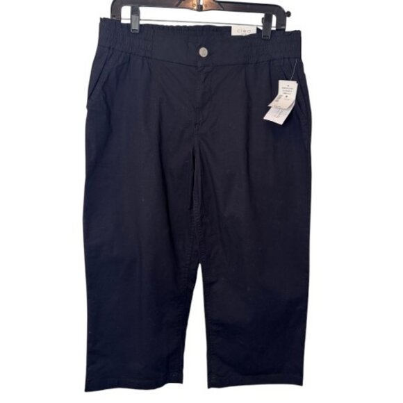 Cleo Petites elastic waist straight leg capri pants black women's size M NWT - Picture 1 of 5